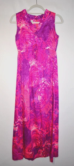 Vintage 60s 70s Liberty House of Hawaii Dress XS Small Maxi Floral Aloha Tiki