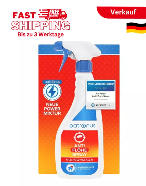 Patronus anti Floh-Spray Für Wohnung & Umgebung 500Ml TESTSIEGER Bio abbaubar