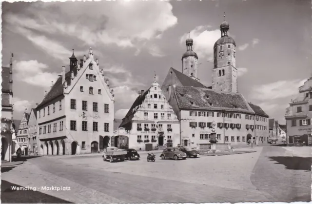 WEMDING Kr. Donau - Ries Schwaben Marktplatz sw Ak um 1955