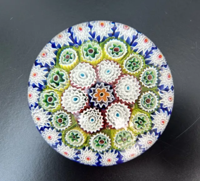 Vintage Signed Murano Glass Millefiori Paperweight