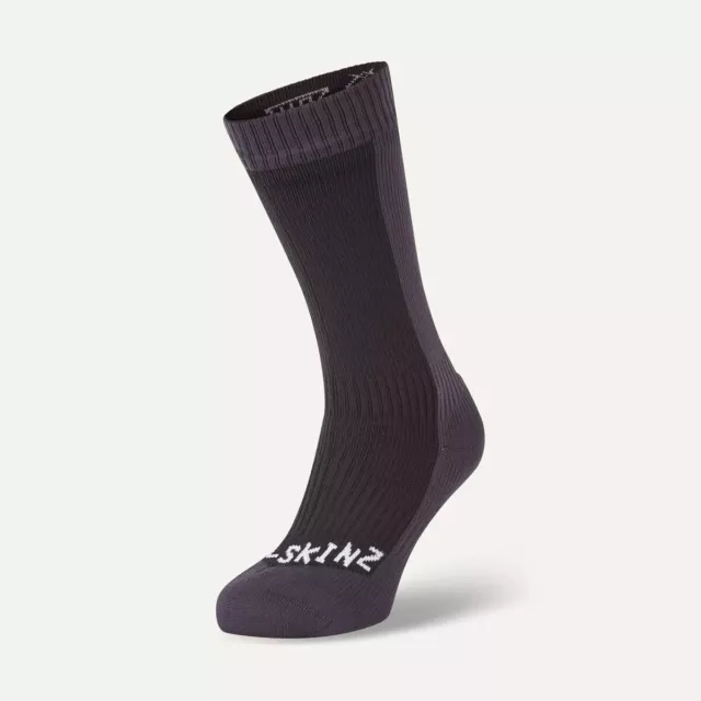 SealSkinz Starston Waterproof Cold Weather Mid Length Socks - Black / Grey