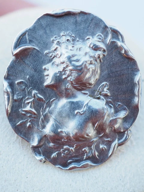 Broche Ancienne Art Déco Argent Massif 925 - Fleurs Et Perle - Bijou Créateur