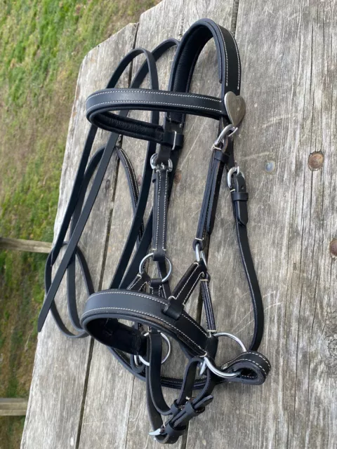 Lightly used cob /sm horse Western side pull bitless bridle black padded bridle