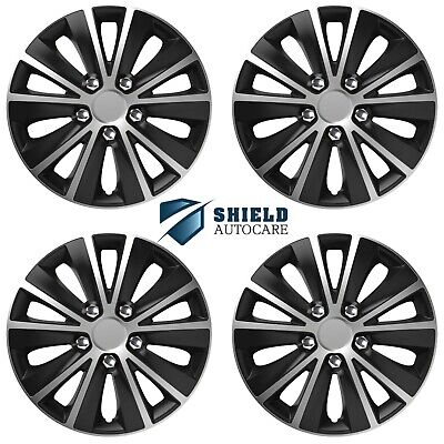Wheel Trims 13" Hub Caps Rapide NC Plastic Covers Set of 4 Silver Black Return