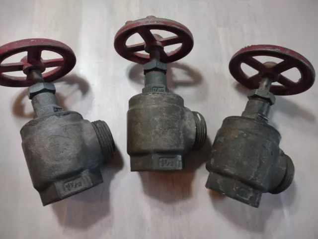 Vintage Elkhart Manual Bronze Fire Hose Valve 90deg 1-1/2in Npt - lot Of 3