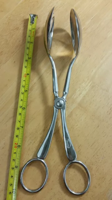 Nice Vintage To Antique Pair Of Italy 🇮🇹 Silverplated Scissor Salad 🥗 Tongs