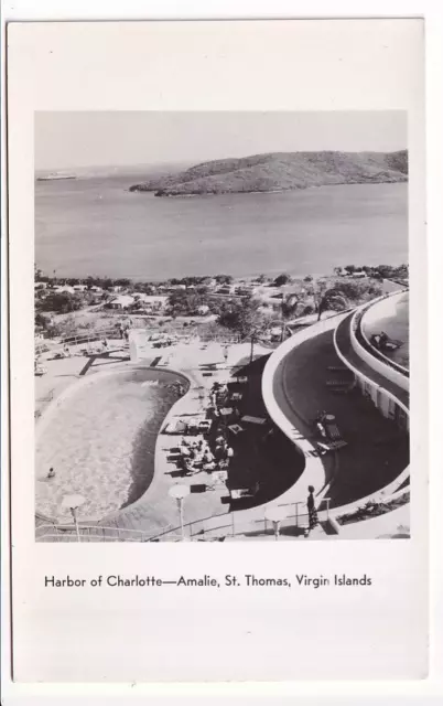 Cunard Line RP Post Card, Harbor of Charlotte-Amilie, St. Thomas, Virgin Islands