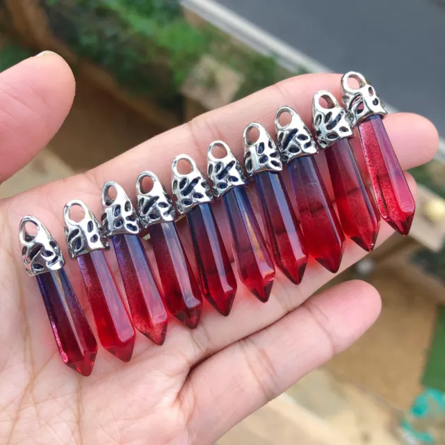 10pcs Colors Crystal Hexagon Point Pendant Chakra Reiki Healing Amulet