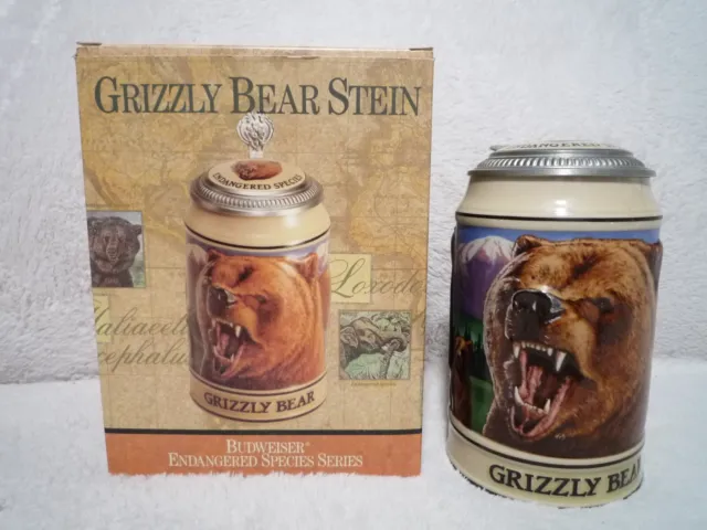 Budweiser ~ Grizzly Bear Stein ~ Endangered Species Series ~ New In Box