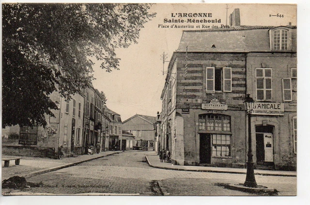 SAINTE MENEHOULD - Marne - CPA 51 - Place d'Austerlitz - restaurant rue des Pré