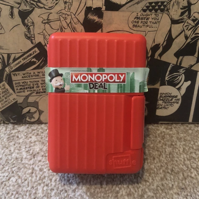 HASBRO MONOPOLY DEAL Shuffle Card Game in Red Case Travel Quick Play