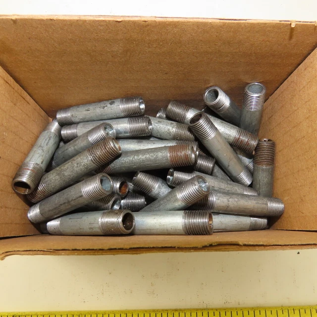 1/8" NPT x 2" Galvanized Iron Pipe Nipple Fitting Schedule 40 Lot of 42