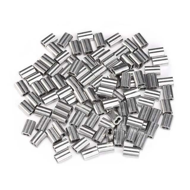 eBoot 100 Pieces Aluminum Crimping Loop Sleeve for 1/16 Inch Diameter Wire Ro...