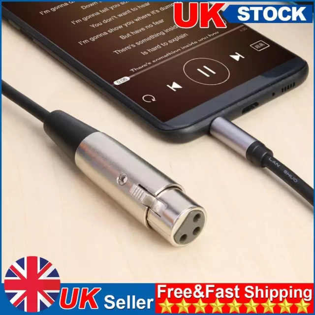 XLR 3 Pin Female to 3.5mm TRS 1/8inch Male Stereo Audio Adapter Extension Cable