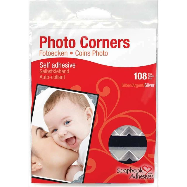 Esquinas fotográficas autoadhesivas de papel clásico 0,5 pulgadas 108/paquete-plata 093616016275