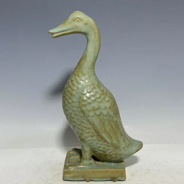 11.8" china antique song dynasty guan kiln ru Porcelain lce crack swan statue