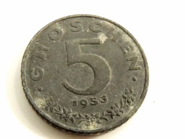 1953 Austria Five (5) Groschen Coin