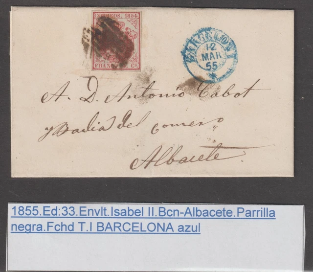 Espagne 1855 Isabella II edifil 33 Albacete - Barcelone Ref 373