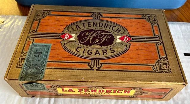 Vintage LA FENDRICH Cigar Box Favorita 1950s Tax Stamp Evansville Indiana