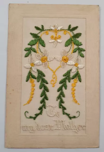 WW1 Embroidered Silk Postcard - to My Dear Mother -