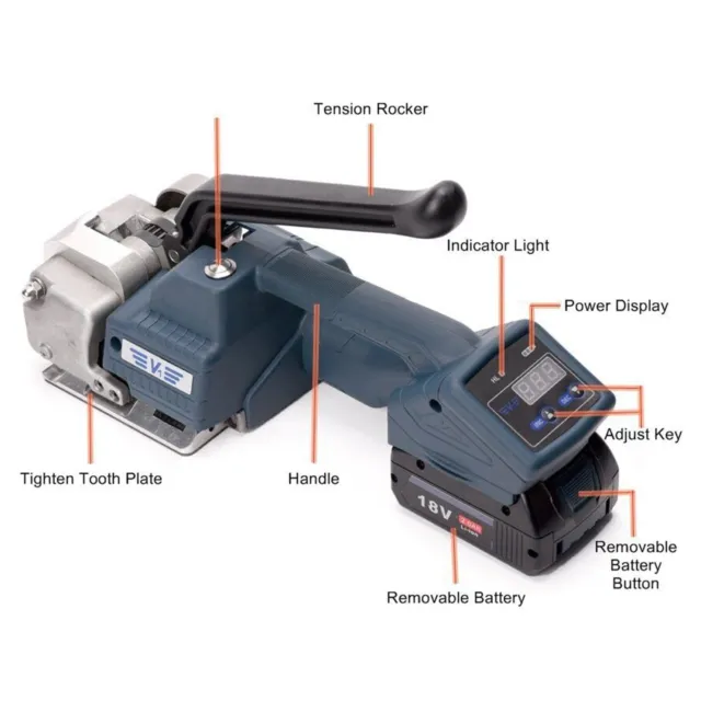 Umreifungsgerät Akku Umreifungsmaschine PET PP Belt Strapping Band Tool 13-16mm