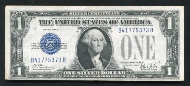 Fr. 1602 1928-B $1 One Dollar “Funnyback” Silver Certificate About Uncirculated