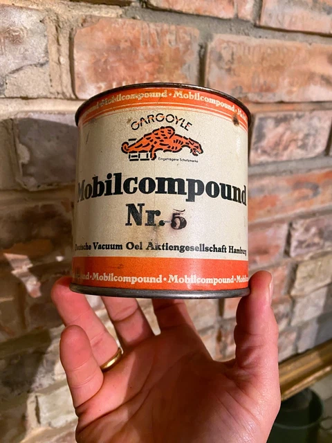 Mobilcompound - Gargoyle Mobiloel - Seltene antike Blechdose / Mobiloil Motoroel