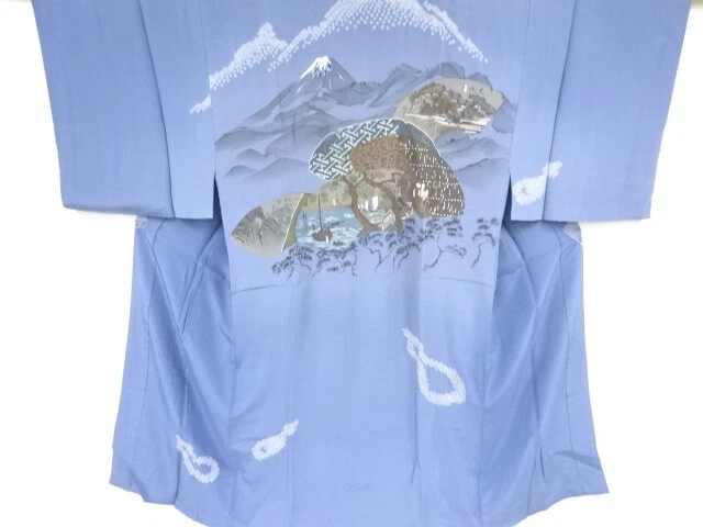 37329# Japanese Kimono / Antique Mens Juban / Shibori / Scenery