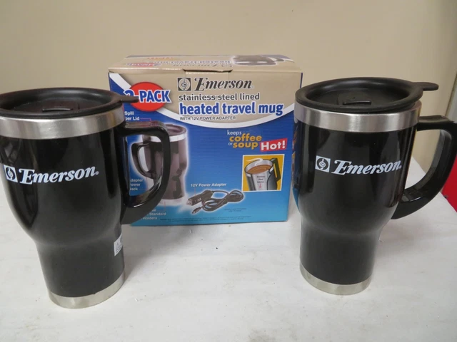 Emerson 2-Pak Heated Travel Mug Stainless Steel Lined