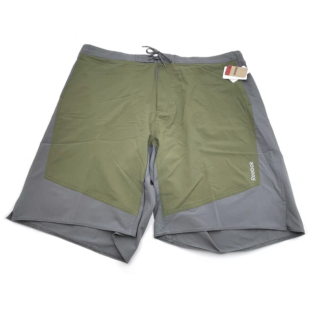 REEBOK SPORT MEN'S 2XL Shorts SpeedWick Green Gray Lightweight 10