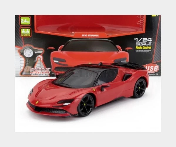 Maisto 1/24 Voiture Télécommandée 2.4GHZ 82334 - Ferrari SF90 Stradale - Rouge, Neuve