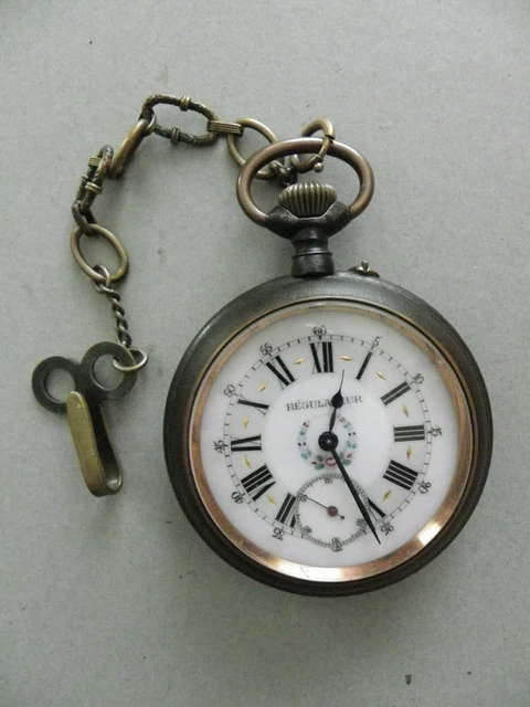 Montre à Gousset Régulateur Argent Massif - Mécanique Manuelle, 15 Rubis, Circa 1900 - Occasion Bon état
