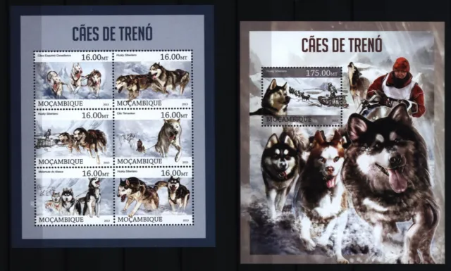 Mozambique 2013 - Sled Dogs Husky Tamaskan Dogs - No. 6441-46 + Block 739 **