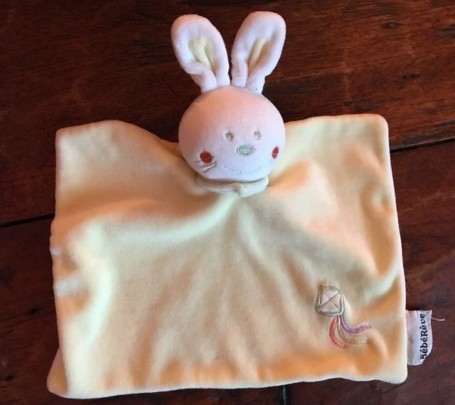 H # DOUDOU PELUCHE Lapin Plat Jaune Cerf Volant BEBEREVE Casino TBE