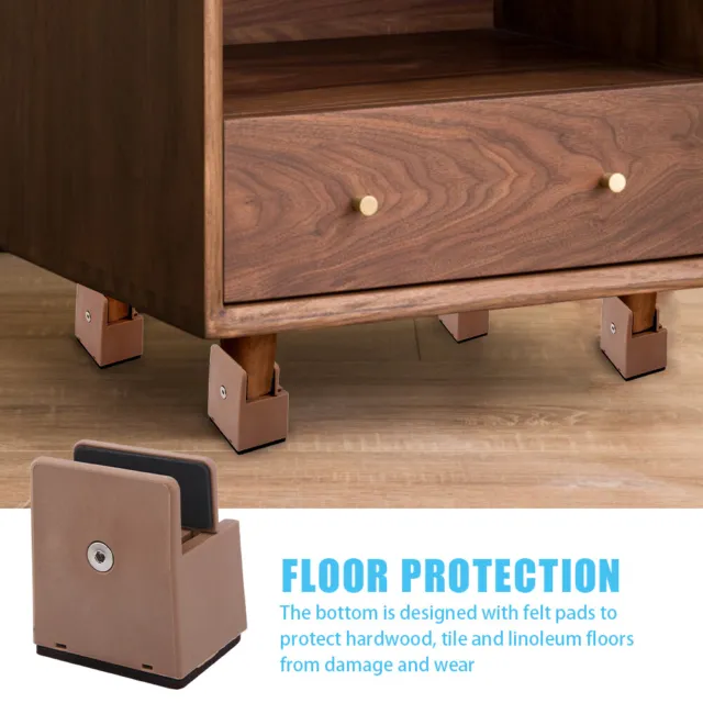 4 piezas Llave hexagonal marrón elevadora para muebles con abrazadera atornilladora pierna de cama resistente