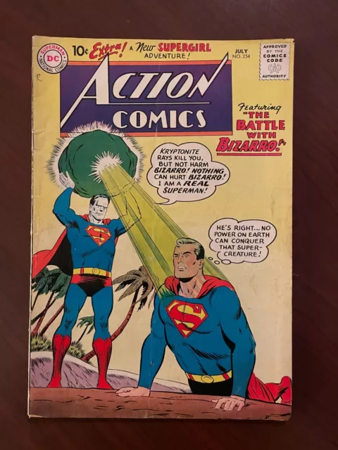 Action Comics #254 (DC Comics 1959) Silver Age Superman 1st Bizarro 4.0 VG