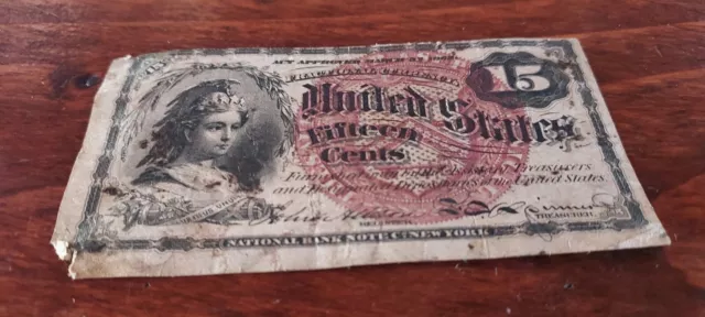 1863 15c Fifteen Cents United States Fractional Currency Bank Note