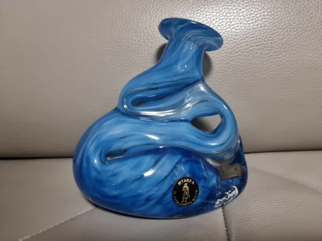 Mtarfa Maltese Art Glass Blue Organic Art Glass vase unique