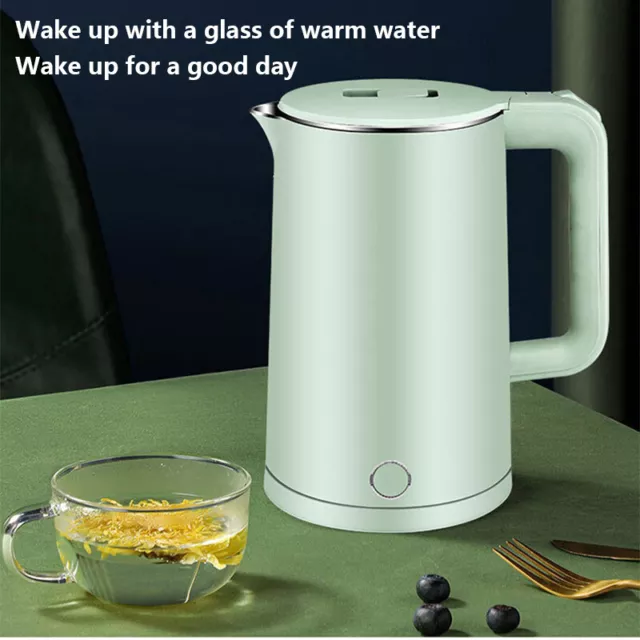 (Green) Electric Kettle 2.3l Double Wall Stainless Steel Tea Kettle 4 Fold