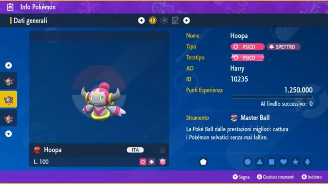 Hoopa 6IV + Masterball Pokemon Scarlatto, Violetto Scarlet, Violet