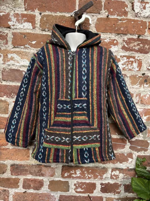 Felpa con cappuccio/giacca bambini etnica spessa cappotto hippie/boho/festival, 5-6 anni