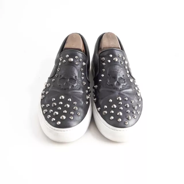 Philipp Plein à Enfiler Baskets Crâne Clouté Cuir Noir Hommes Taille US 9 Ue 42