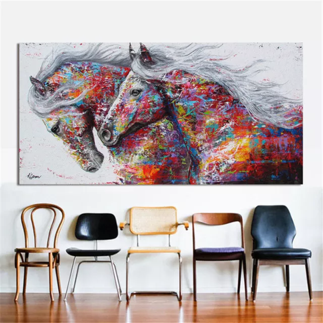 Modern Art Oil Colourful Horse Painting Canvas Print Wall Home Decor Unframed