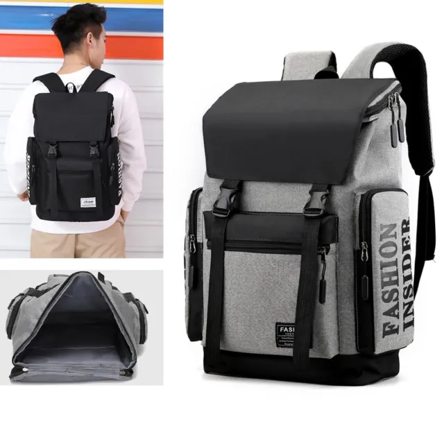 19" Men Women Laptop Backpack USB Waterproof School Travel Bag Anti-theft Large