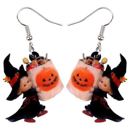 Halloween Angel Candy Bag Earrings - Drop Dangle Hook Earring Girl Jewelry 1pair