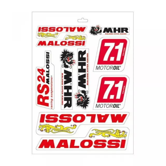 Planche autocollant 10 stickers Malossi MHR pour moto scooter 24.7x35cm Neuf