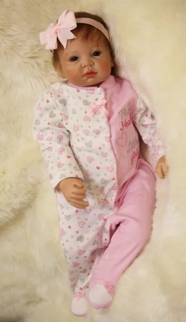 50cm Reborn Baby Puppe Lebensecht Handgefertigt Weich Silikon-Vinyl Mädchen DHL