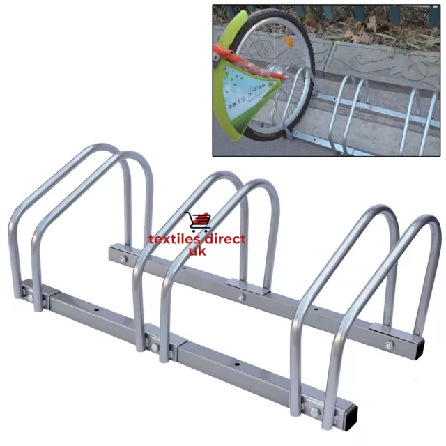 3 Cycle Bicycle Bike Parking Rack Floor Stand Steel Pipe Storage Mount Holder