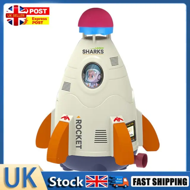 Space Rocket Sprinklers Rotating Water Powered Launcher Summer Fun Toys (White)