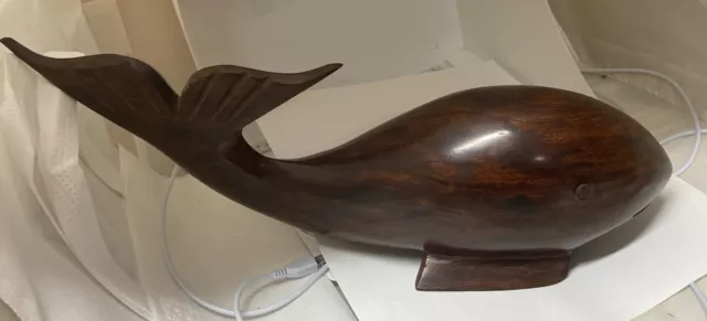 14.5" LG Ser Sperm Whale Solid Ironwood Hand carved Wood Heavy Moby Dick Vintage